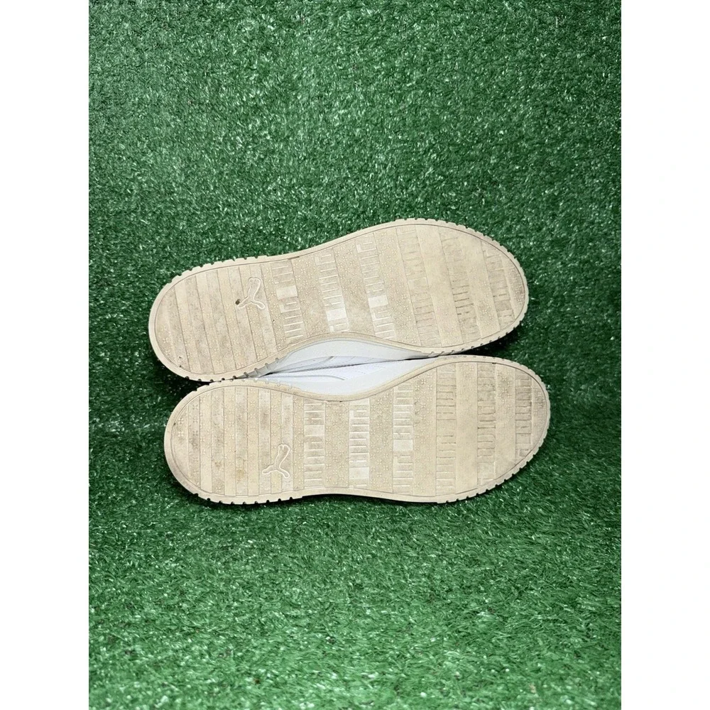 Puma Women Size 8 White Leather Casual Daily Lace Shoes Court Carina 2.0 Sneaker